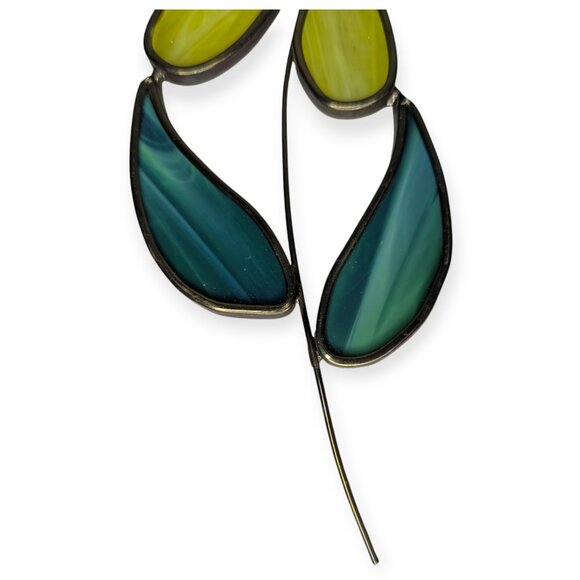 Stained Leaded Glass Yellow Daisy Flower 8" - Picture 3 of 8